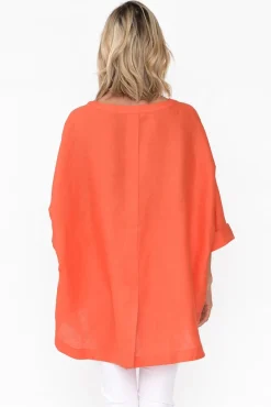 Sleeved Tops<Tirelli Holden Orange Linen Pleat Top