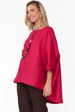 Linen Tops<Tirelli Holden Red Linen Pleat Top