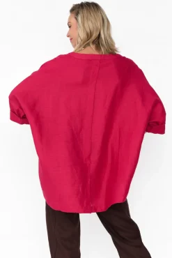 Linen Tops<Tirelli Holden Red Linen Pleat Top
