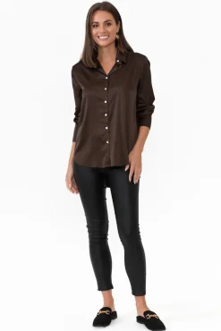 Shirts<365 Days Honor Chocolate Satin Shirt