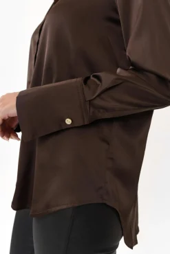 Shirts<365 Days Honor Chocolate Satin Shirt