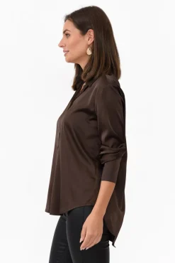Shirts<365 Days Honor Chocolate Satin Shirt