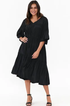 Cotton Dresses<Worthier Hope Black Tiered Midi Dress