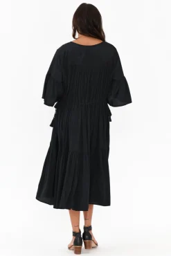 Cotton Dresses<Worthier Hope Black Tiered Midi Dress