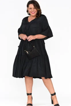 Cotton Dresses<Worthier Hope Black Tiered Midi Dress