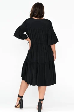 Cotton Dresses<Worthier Hope Black Tiered Midi Dress
