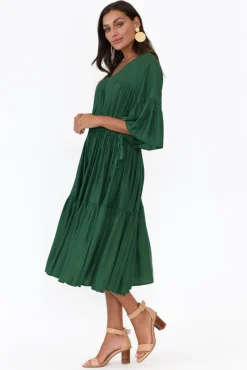 Cotton Dresses<Worthier Hope Green Tiered Midi Dress