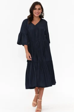 Cotton Dresses<Worthier Hope Navy Tiered Midi Dress