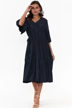 Cotton Dresses<Worthier Hope Navy Tiered Midi Dress