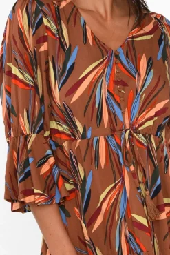 Midi Dresses<Willow Tree Howard Brown Leaf Tassel Tie Dress