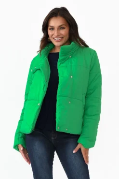 Jackets<Brave u0026 True Hudson Green Puffer Jacket