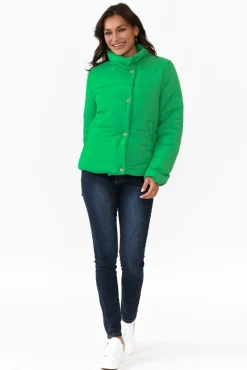 Jackets<Brave u0026 True Hudson Green Puffer Jacket