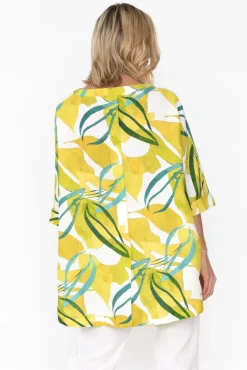 Linen Tops<Tirelli Huxton Yellow Garden Pleat Top