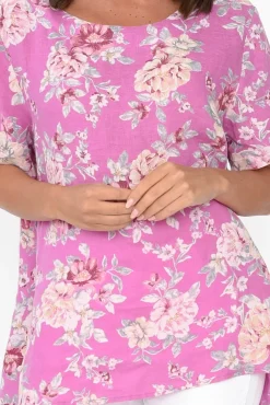 Linen Tops<Cali and Co Idalia Pink Blossom Linen Top