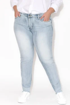 Jeans<PQ Indiana Light Denim Frayed Slim Fit Jean