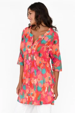 Cotton Tops<One Summer Indra Pink Blossom Cotton Tunic Top