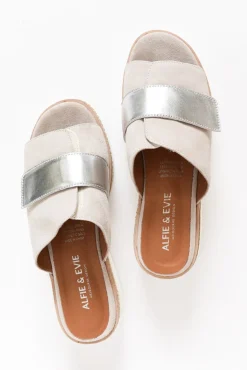 Slides<Alfie And Evie Inward Stone Suede Platform Slide
