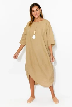 Linen Dresses<Montaigne Irina Caramel Linen Dress