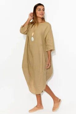 Linen Dresses<Montaigne Irina Caramel Linen Dress