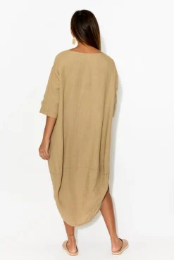 Linen Dresses<Montaigne Irina Caramel Linen Dress