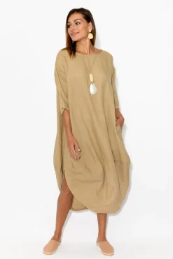 Linen Dresses<Montaigne Irina Caramel Linen Dress