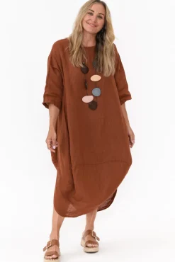 Linen Dresses<Montaigne Irina Rust Linen Dress