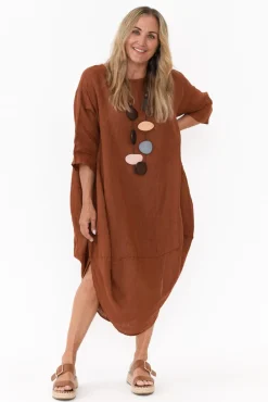 Linen Dresses<Montaigne Irina Rust Linen Dress