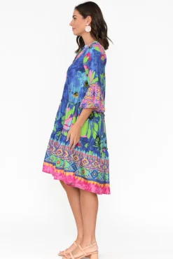 Above Knee Dresses<Escape Isabelle Blue Blossom Tiered Dress