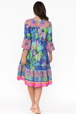 Above Knee Dresses<Escape Isabelle Blue Blossom Tiered Dress