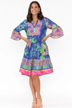 Above Knee Dresses<Escape Isabelle Blue Blossom Tiered Dress