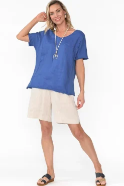 Cotton Tops<Cali and Co Ishana Cobalt Linen Cotton Top