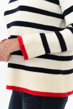 Knitwear<Betty Basics Isobel White Stripe Knit Jumper