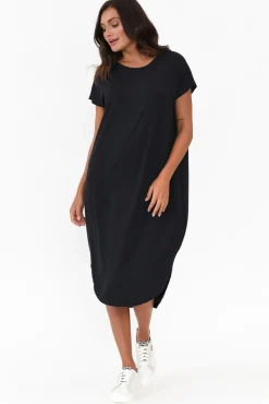 Midi Dresses<Tani Ivy Black Micro Modal Midi Dress