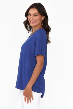 Sleeved Tops<Tani Ivy Cobalt Micro Modal Swing Tee
