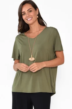 Sleeved Tops<Tani Ivy Olive Micro Modal Swing Tee