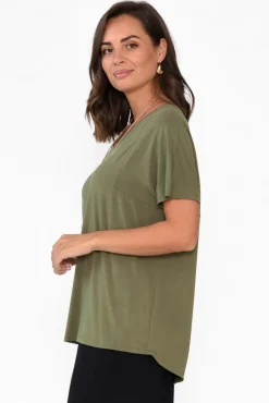 Sleeved Tops<Tani Ivy Olive Micro Modal Swing Tee