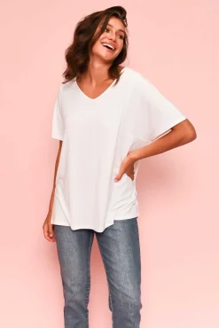 Sleeved Tops<Tani Ivy White Micro Modal Swing Tee