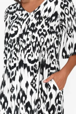 Maxi Dresses<Orientique Izmir Black Geo Frill Sleeve Dress