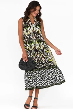 Cotton Dresses<Orientique Izmir Black Geo Organic Cotton Sleeveless Dress