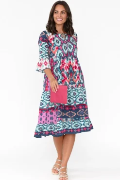 Cotton Dresses<Orientique Izmir Pink Geo Organic Cotton Dress