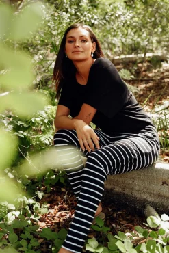 Pants<Betty Basics Jade Black And White Stripe Slouch Pant