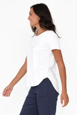 Sleeved Tops<Lou Lou Janis White Bamboo Tee