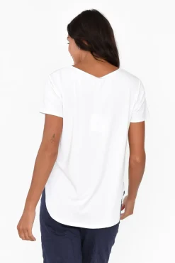 Sleeved Tops<Lou Lou Janis White Bamboo Tee