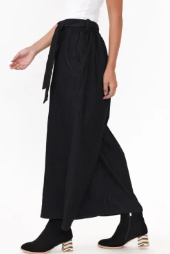 Pants<Cali and Co Jarvis Black Cotton Tie Pant