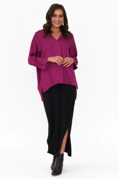 Sleeved Tops<La Strada Jason Purple Gloss Top