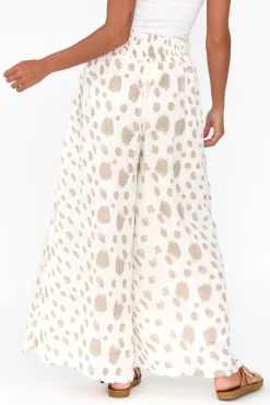 Pants<Imagine Jeffie Beige Spot Linen Pocket Pant