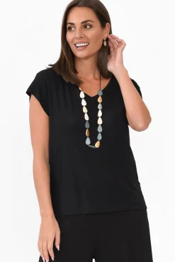 Sleeved Tops<Willow Tree Jenkins Black Modal Tee