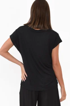 Sleeved Tops<Willow Tree Jenkins Black Modal Tee