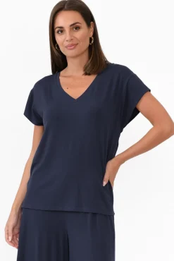 Sleeved Tops<Willow Tree Jenkins Navy Modal Tee