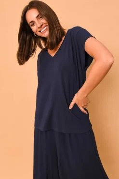 Sleeved Tops<Willow Tree Jenkins Navy Modal Tee